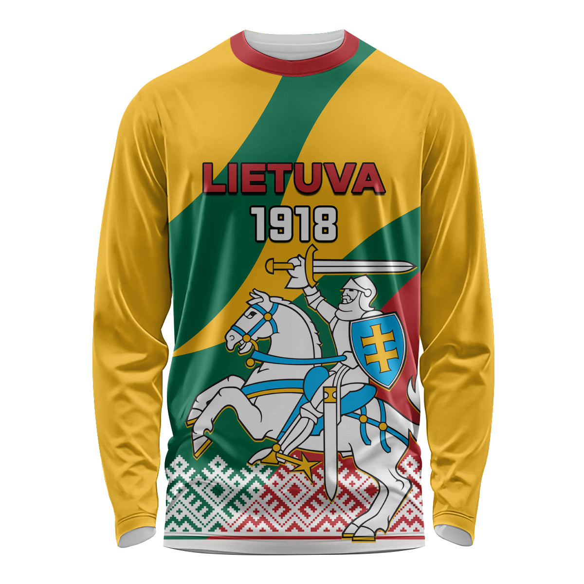 Lithuania Independence Day Personalized Long Sleeve Shirt Lietuva Vytis 106th Anniversary - Wonder Print Shop