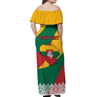 Lithuania Independence Day Personalized Off Shoulder Maxi Dress Lietuva Vytis 106th Anniversary - Wonder Print Shop