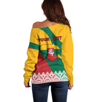 Lithuania Independence Day Personalized Off Shoulder Sweater Lietuva Vytis 106th Anniversary - Wonder Print Shop
