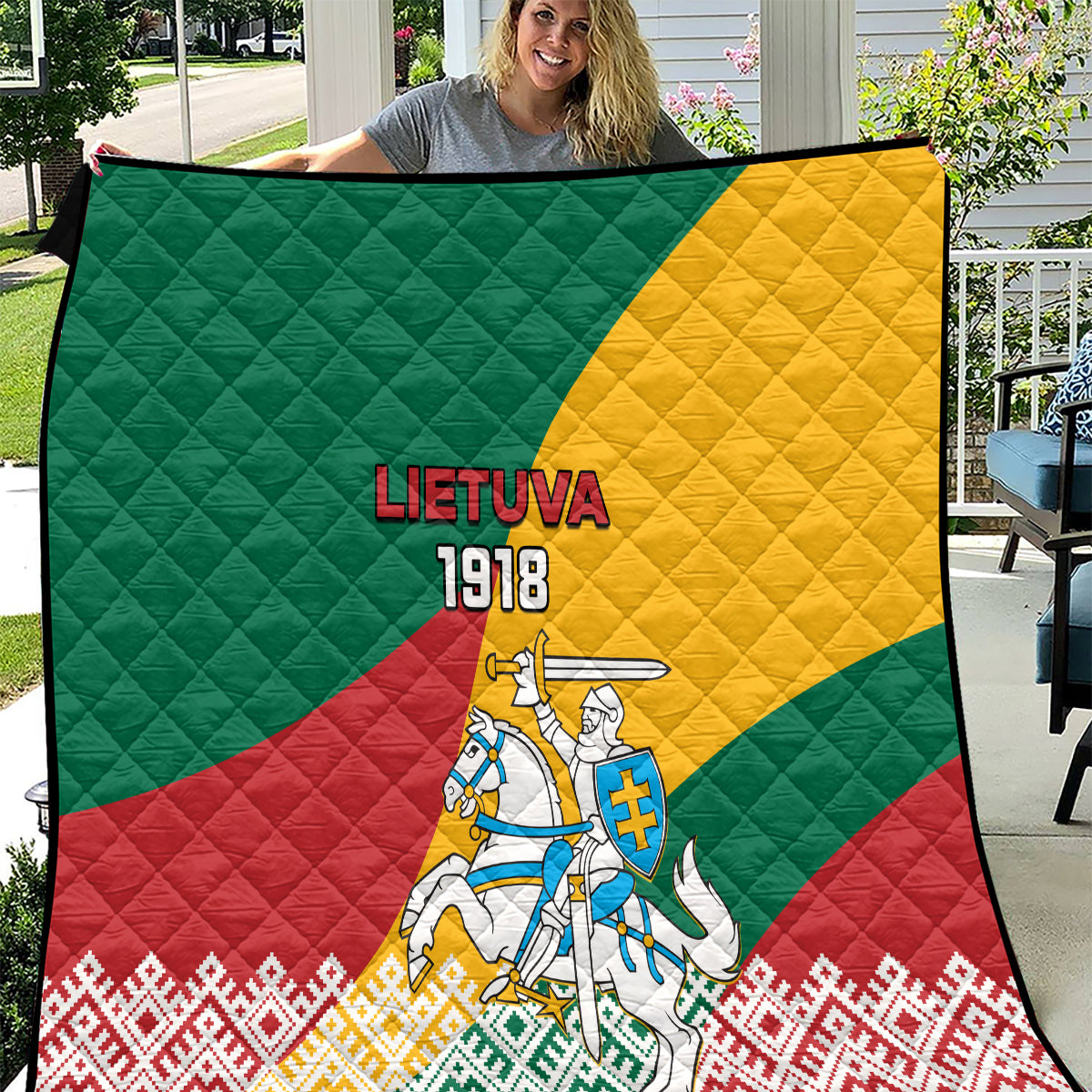 Lithuania Independence Day Personalized Quilt Lietuva Vytis 106th Anniversary - Wonder Print Shop