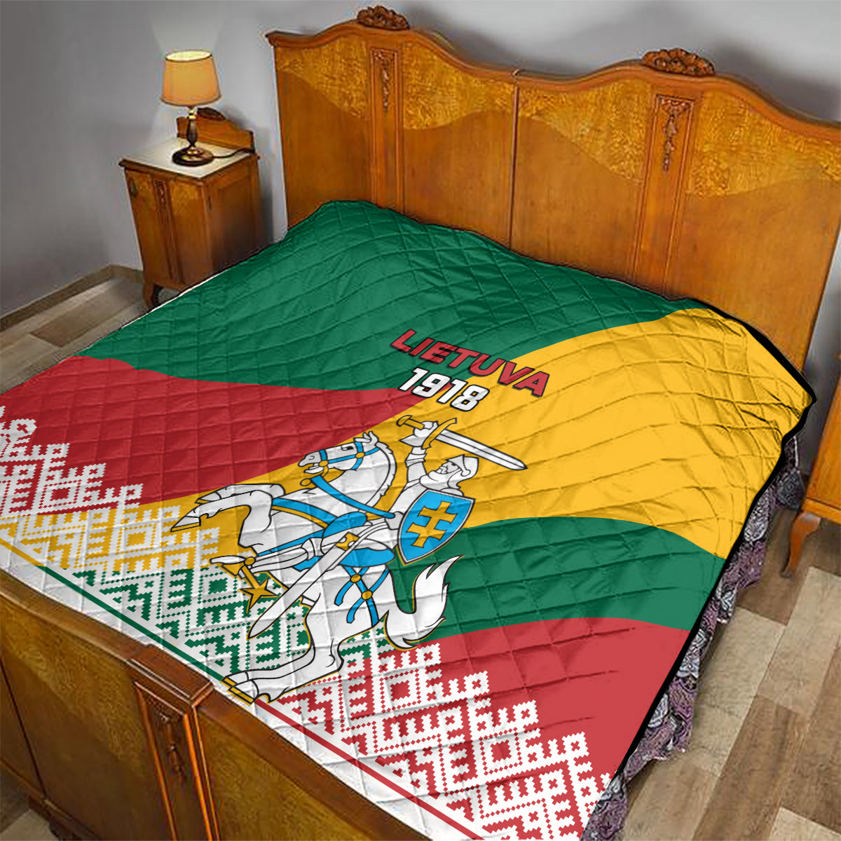 Lithuania Independence Day Personalized Quilt Lietuva Vytis 106th Anniversary - Wonder Print Shop