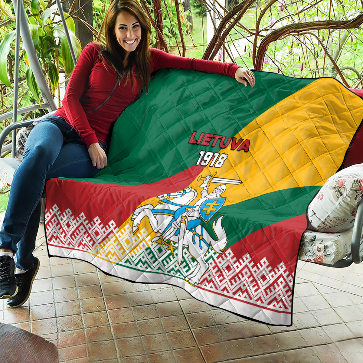Lithuania Independence Day Personalized Quilt Lietuva Vytis 106th Anniversary - Wonder Print Shop