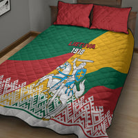 Lithuania Independence Day Personalized Quilt Bed Set Lietuva Vytis 106th Anniversary - Wonder Print Shop