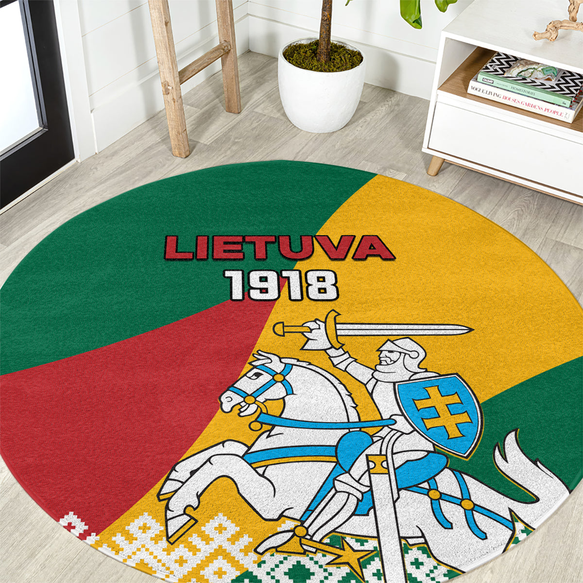 lithuania-independence-day-personalized-round-carpet-lietuva-vytis-106th-anniversary