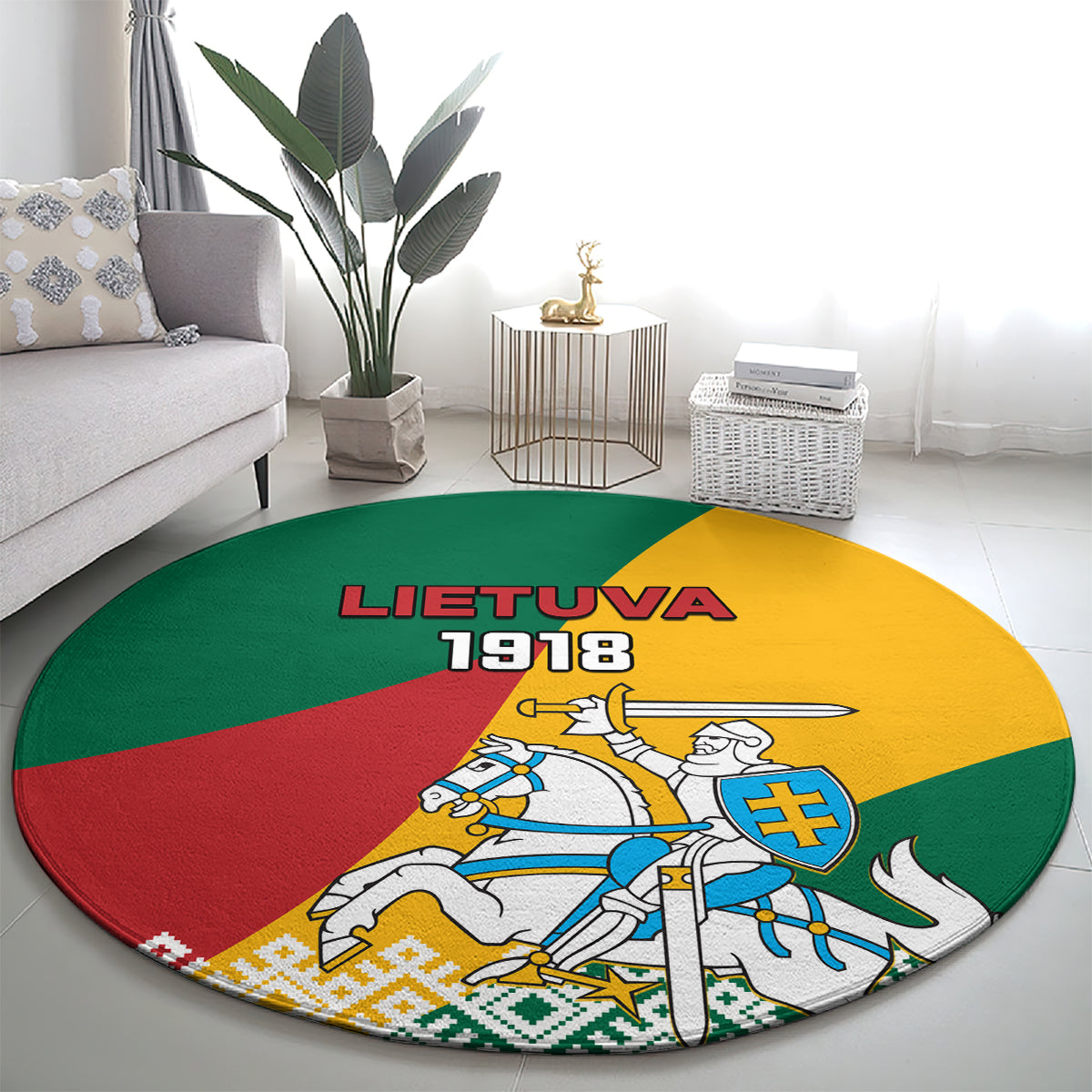lithuania-independence-day-personalized-round-carpet-lietuva-vytis-106th-anniversary