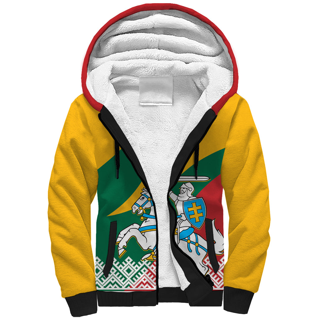 Lithuania Independence Day Personalized Sherpa Hoodie Lietuva Vytis 106th Anniversary - Wonder Print Shop