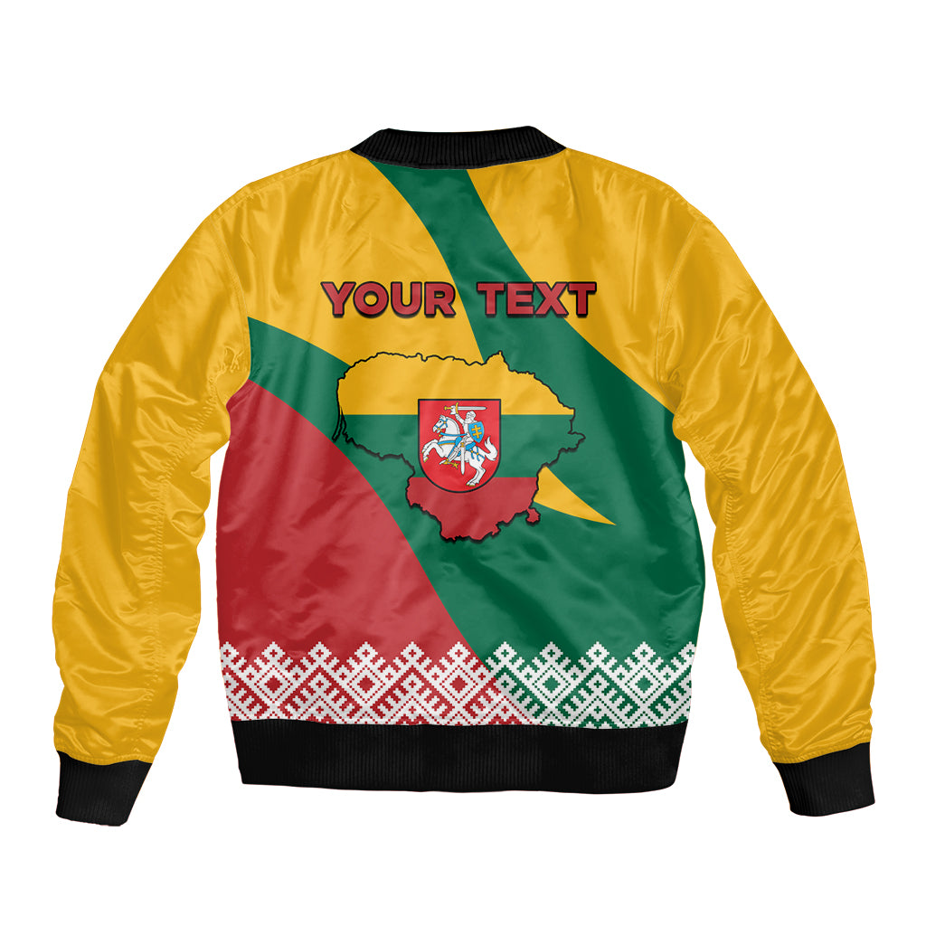 Lithuania Independence Day Personalized Sleeve Zip Bomber Jacket Lietuva Vytis 106th Anniversary - Wonder Print Shop