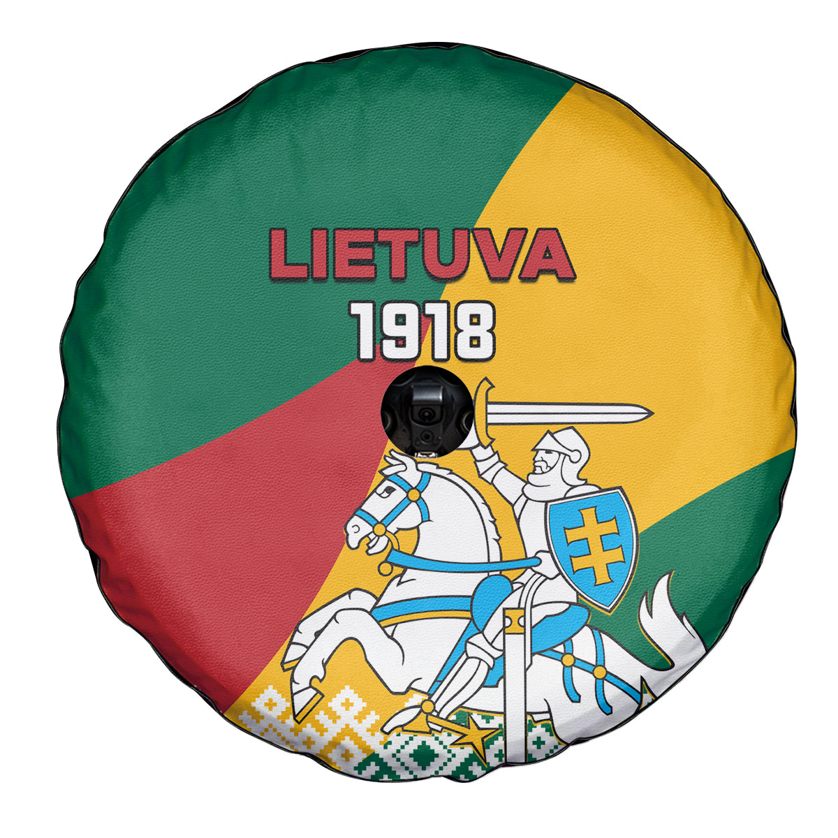 Lithuania Independence Day Personalized Spare Tire Cover Lietuva Vytis 106th Anniversary - Wonder Print Shop