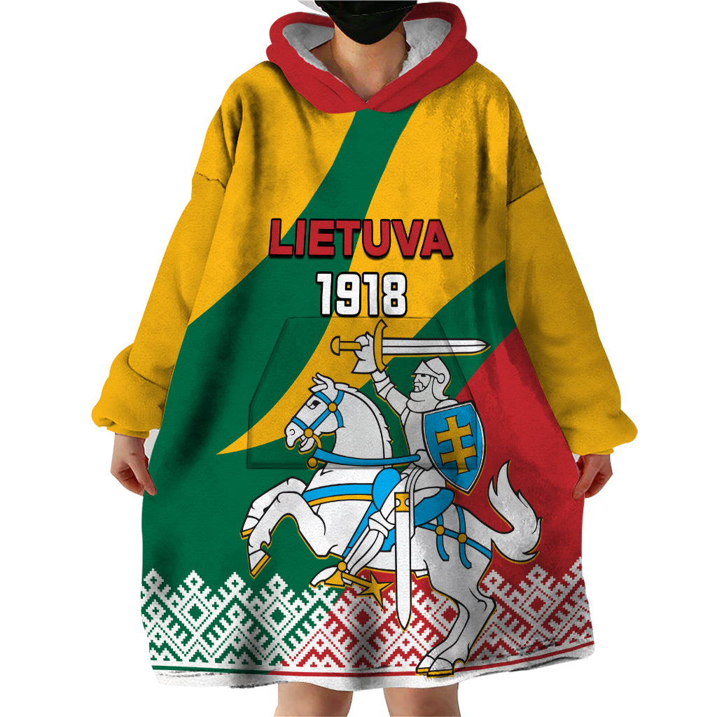 Lithuania Independence Day Personalized Wearable Blanket Hoodie Lietuva Vytis 106th Anniversary - Wonder Print Shop