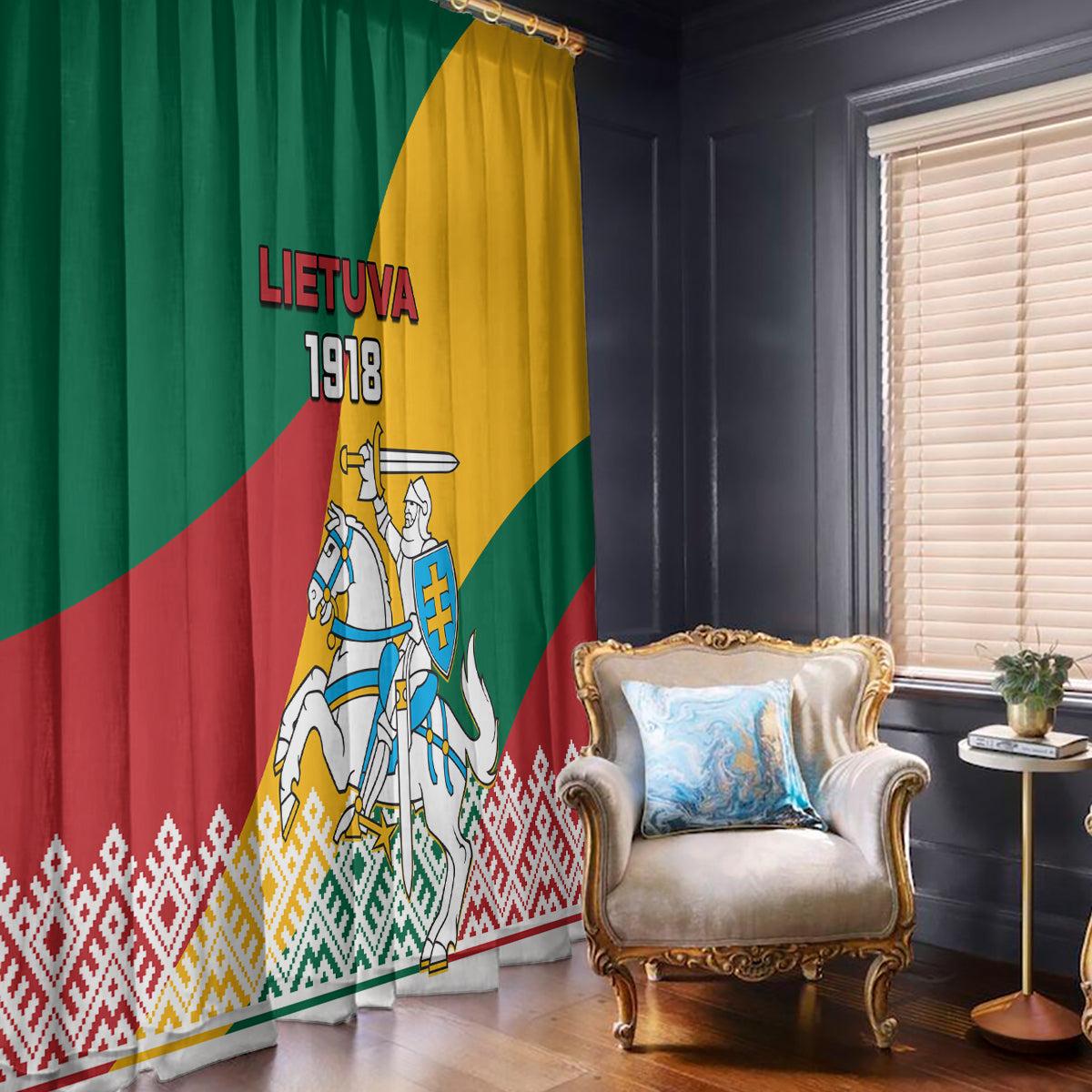 Lithuania Independence Day Personalized Window Curtain Lietuva Vytis 106th Anniversary - Wonder Print Shop