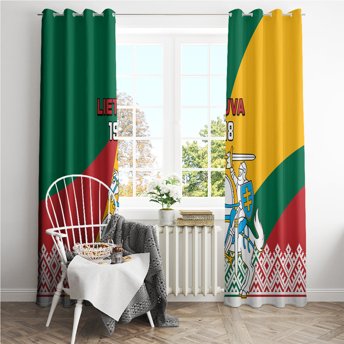 Lithuania Independence Day Personalized Window Curtain Lietuva Vytis 106th Anniversary - Wonder Print Shop