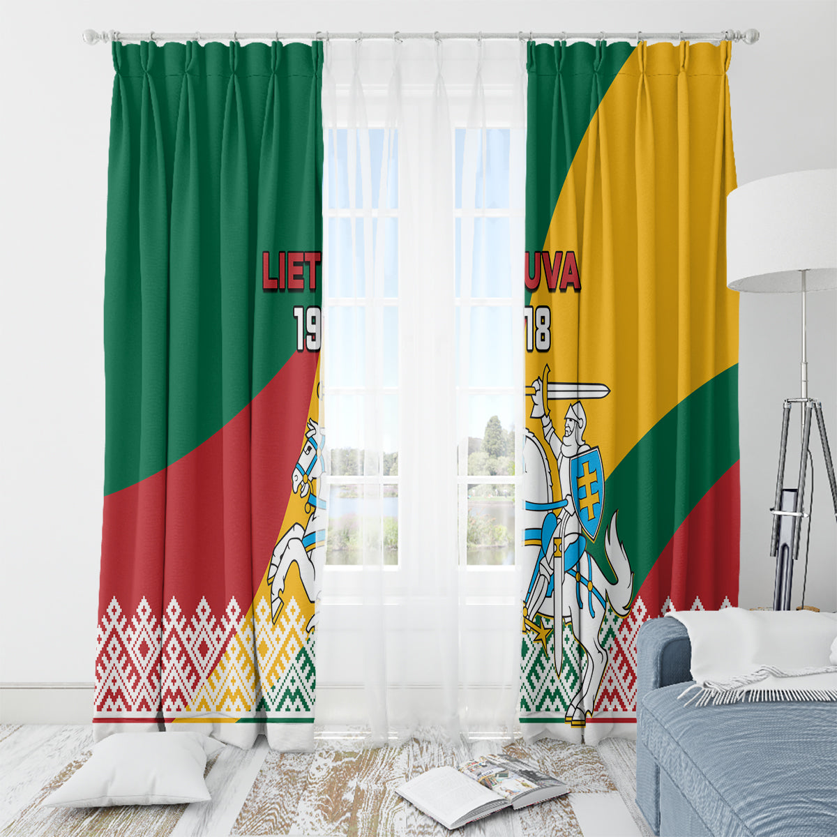 Lithuania Independence Day Personalized Window Curtain Lietuva Vytis 106th Anniversary - Wonder Print Shop
