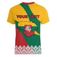 Lithuania Independence Day Personalized Women V Neck T Shirt Lietuva Vytis 106th Anniversary - Wonder Print Shop