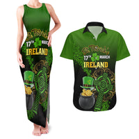 Leprechaun Hat Gold Coins St Patricks Day Personalized Couples Matching Tank Maxi Dress and Hawaiian Shirt With Irish Celtic Shamrock - Wonder Print Shop