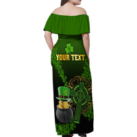 Leprechaun Hat Gold Coins St Patricks Day Personalized Family Matching Off Shoulder Maxi Dress and Hawaiian Shirt With Irish Celtic Shamrock - Wonder Print Shop