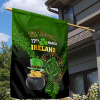Leprechaun Hat Gold Coins St Patricks Day Personalized Garden Flag With Irish Celtic Shamrock - Wonder Print Shop