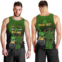 Leprechaun Hat Gold Coins St Patricks Day Personalized Men Tank Top With Irish Celtic Shamrock - Wonder Print Shop