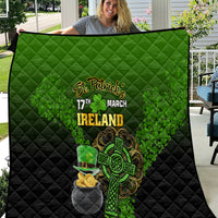 Leprechaun Hat Gold Coins St Patricks Day Personalized Quilt With Irish Celtic Shamrock - Wonder Print Shop