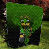 Leprechaun Hat Gold Coins St Patricks Day Personalized Quilt With Irish Celtic Shamrock - Wonder Print Shop