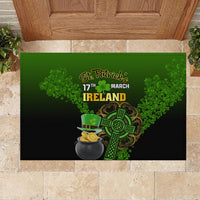 Leprechaun Hat Gold Coins St Patricks Day Personalized Rubber Doormat With Irish Celtic Shamrock - Wonder Print Shop