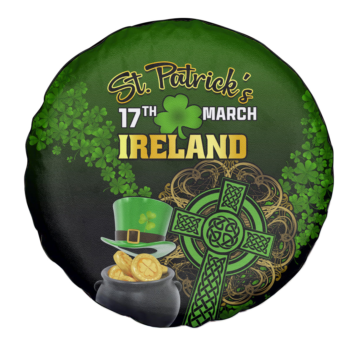 Leprechaun Hat Gold Coins St Patricks Day Personalized Spare Tire Cover With Irish Celtic Shamrock - Wonder Print Shop
