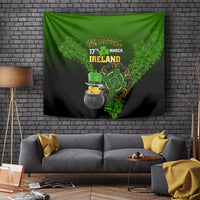Leprechaun Hat Gold Coins St Patricks Day Personalized Tapestry With Irish Celtic Shamrock - Wonder Print Shop