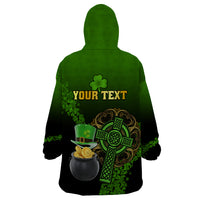 Leprechaun Hat Gold Coins St Patricks Day Personalized Wearable Blanket Hoodie With Irish Celtic Shamrock - Wonder Print Shop