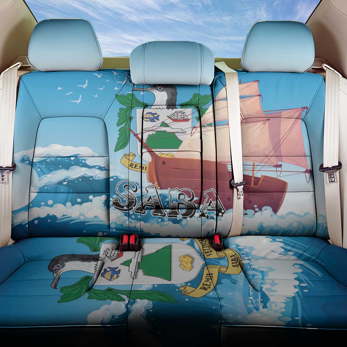 Saba Back Car Seat Cover Sailboat Remis Velisque - Wonder Print Shop
