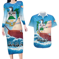 Personalized Saba Couples Matching Long Sleeve Bodycon Dress and Hawaiian Shirt Sailboat Remis Velisque