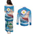 Personalized Saba Couples Matching Puletasi and Long Sleeve Button Shirt Sailboat Remis Velisque