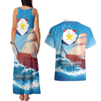 Personalized Saba Couples Matching Tank Maxi Dress and Hawaiian Shirt Sailboat Remis Velisque