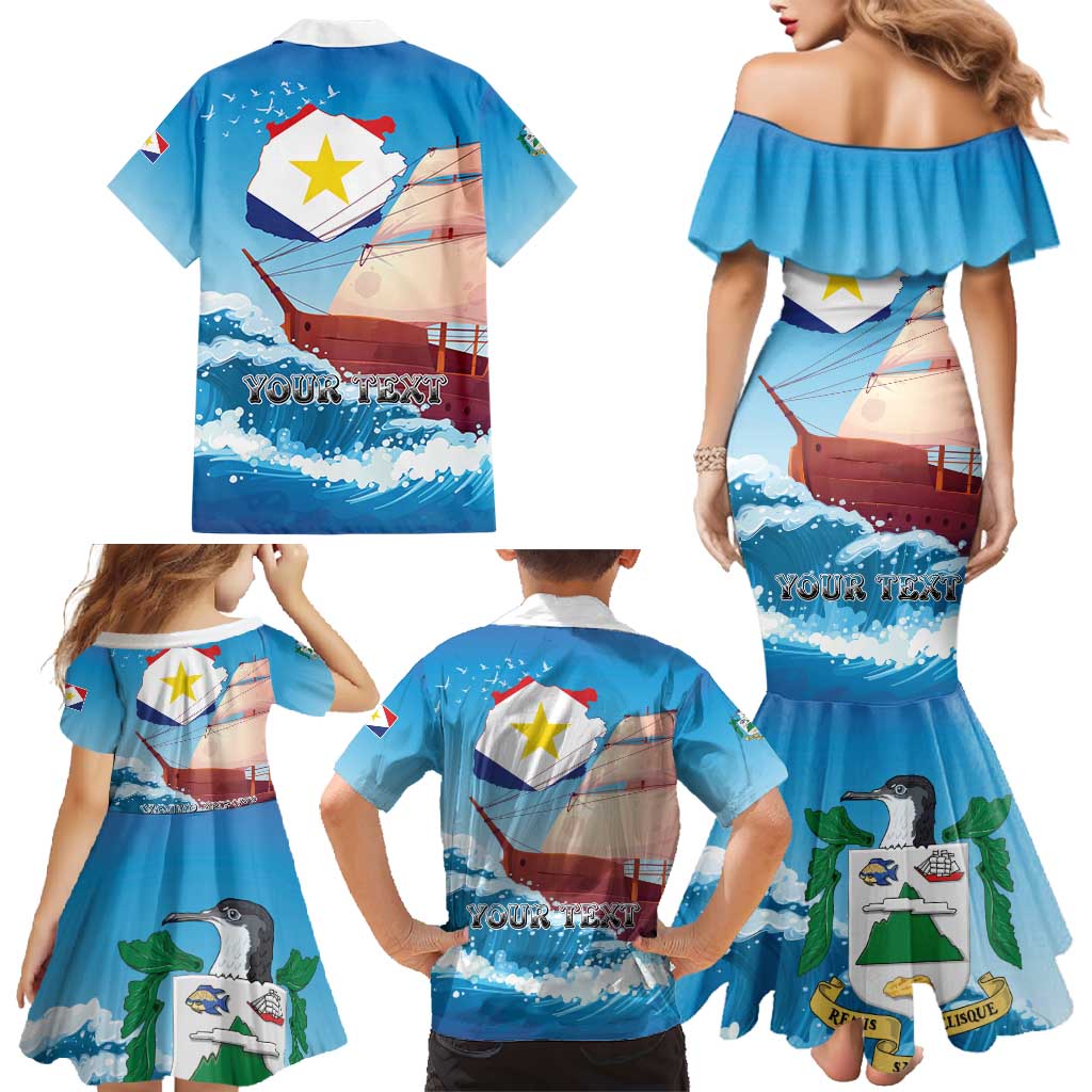 Personalized Saba Family Matching Mermaid Dress and Hawaiian Shirt Sailboat Remis Velisque - Wonder Print Shop