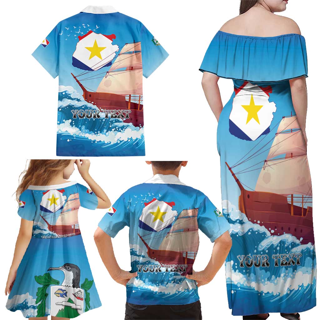 Personalized Saba Family Matching Off Shoulder Maxi Dress and Hawaiian Shirt Sailboat Remis Velisque - Wonder Print Shop