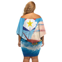 Personalized Saba Family Matching Off Shoulder Short Dress and Hawaiian Shirt Sailboat Remis Velisque - Wonder Print Shop