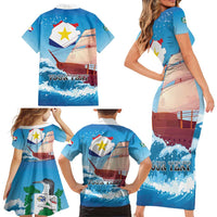 Personalized Saba Family Matching Short Sleeve Bodycon Dress and Hawaiian Shirt Sailboat Remis Velisque - Wonder Print Shop