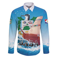 Personalized Saba Family Matching Short Sleeve Bodycon Dress and Hawaiian Shirt Sailboat Remis Velisque - Wonder Print Shop