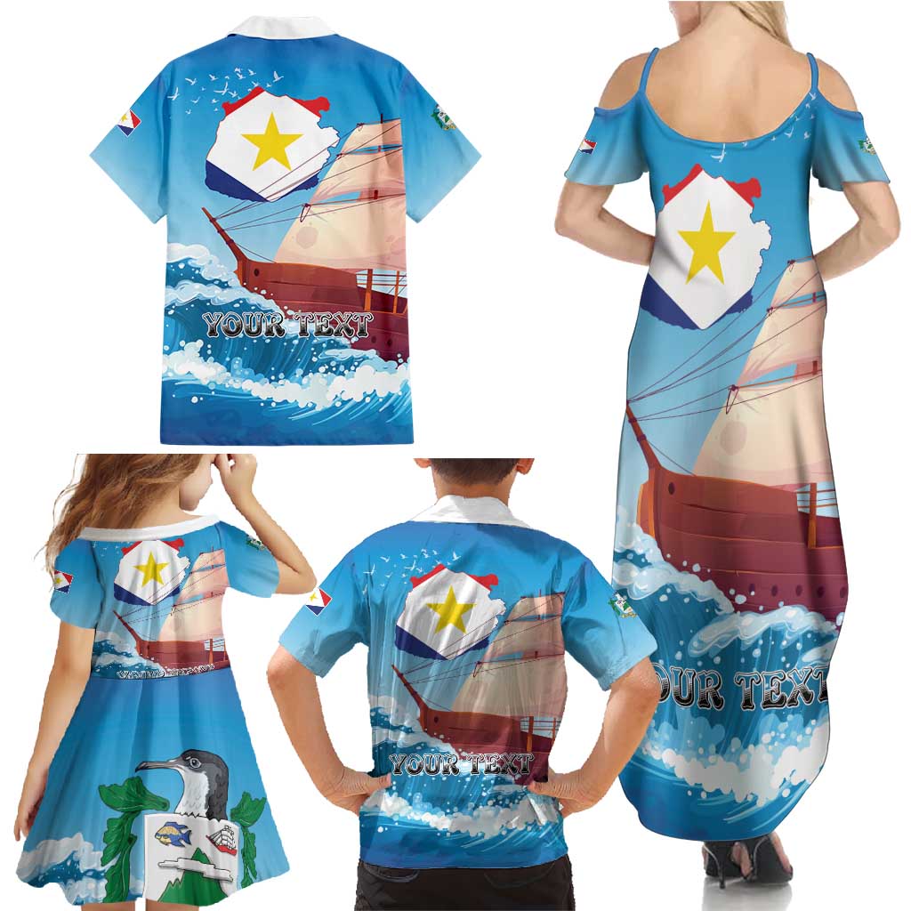Personalized Saba Family Matching Summer Maxi Dress and Hawaiian Shirt Sailboat Remis Velisque - Wonder Print Shop