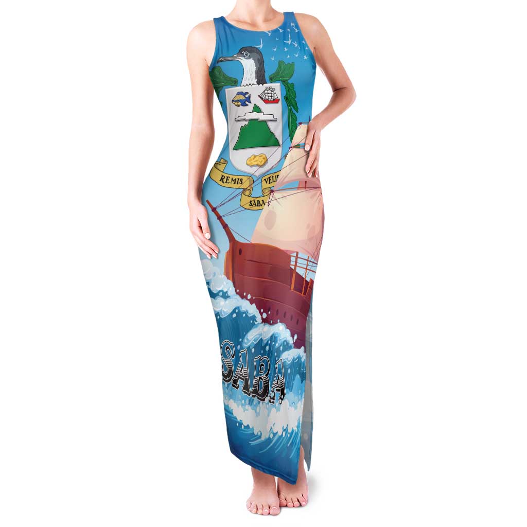 Personalized Saba Family Matching Tank Maxi Dress and Hawaiian Shirt Sailboat Remis Velisque - Wonder Print Shop