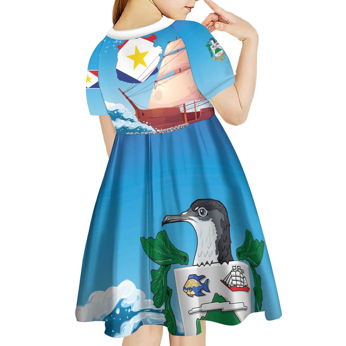 Personalized Saba Kid Short Sleeve Dress Sailboat Remis Velisque - Wonder Print Shop