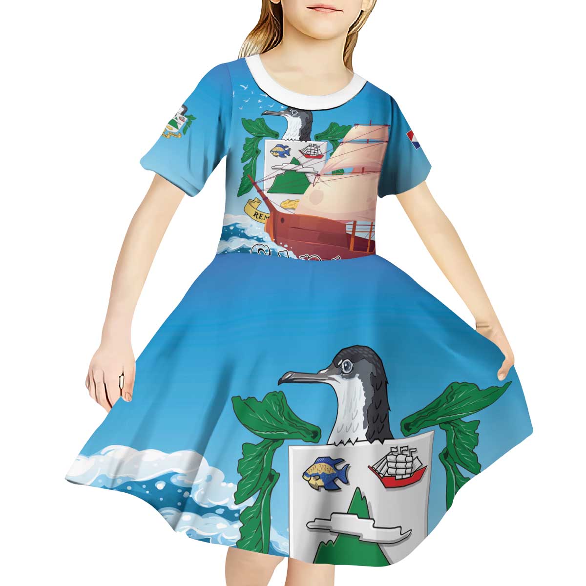 Personalized Saba Kid Short Sleeve Dress Sailboat Remis Velisque - Wonder Print Shop