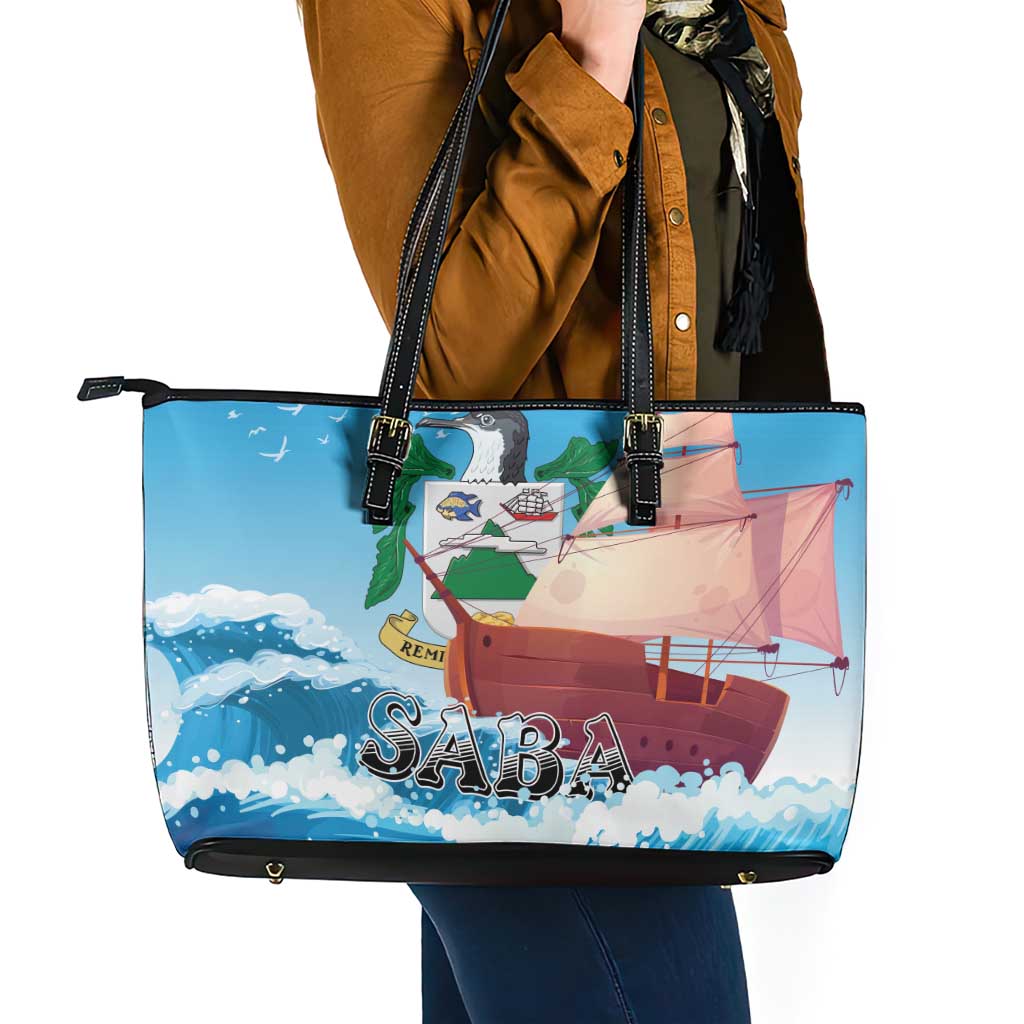 Saba Leather Tote Bag Sailboat Remis Velisque