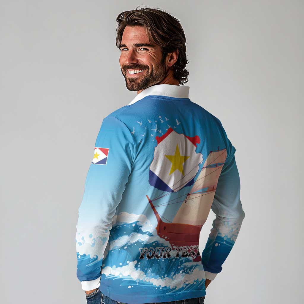 Personalized Saba Long Sleeve Polo Shirt Sailboat Remis Velisque - Wonder Print Shop