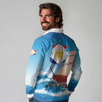 Personalized Saba Long Sleeve Polo Shirt Sailboat Remis Velisque - Wonder Print Shop