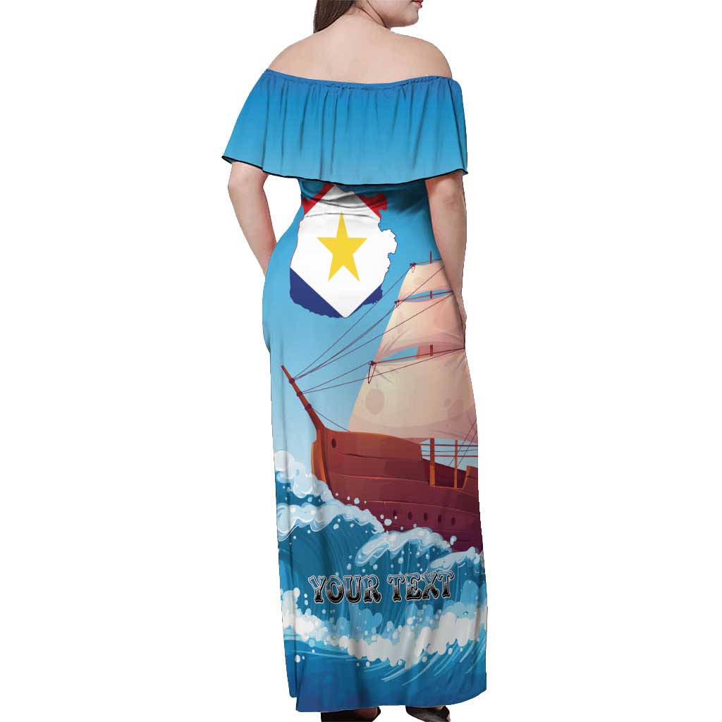Personalized Saba Off Shoulder Maxi Dress Sailboat Remis Velisque - Wonder Print Shop