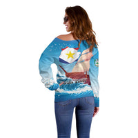 Personalized Saba Off Shoulder Sweater Sailboat Remis Velisque - Wonder Print Shop