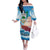 Personalized Saba Off The Shoulder Long Sleeve Dress Sailboat Remis Velisque - Wonder Print Shop
