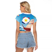 Personalized Saba Raglan Cropped T Shirt Sailboat Remis Velisque - Wonder Print Shop