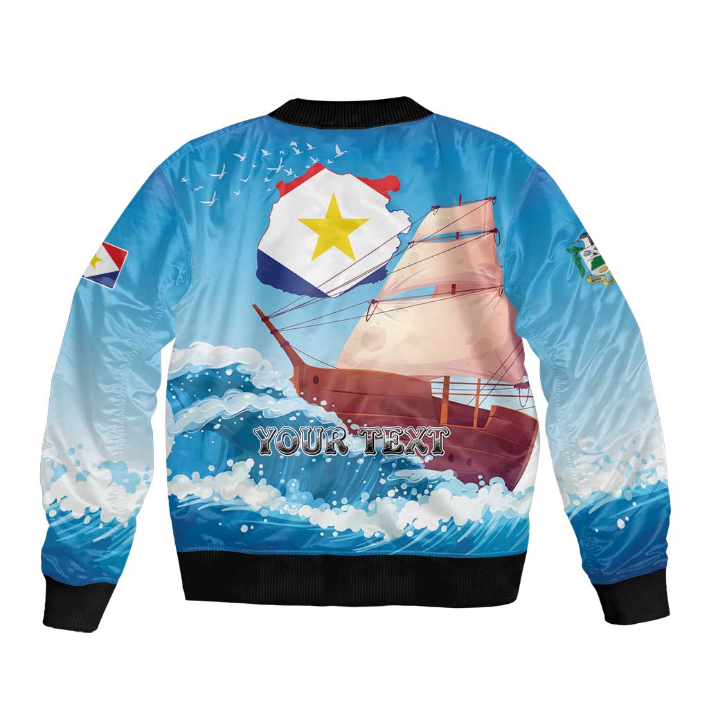 Personalized Saba Sleeve Zip Bomber Jacket Sailboat Remis Velisque - Wonder Print Shop