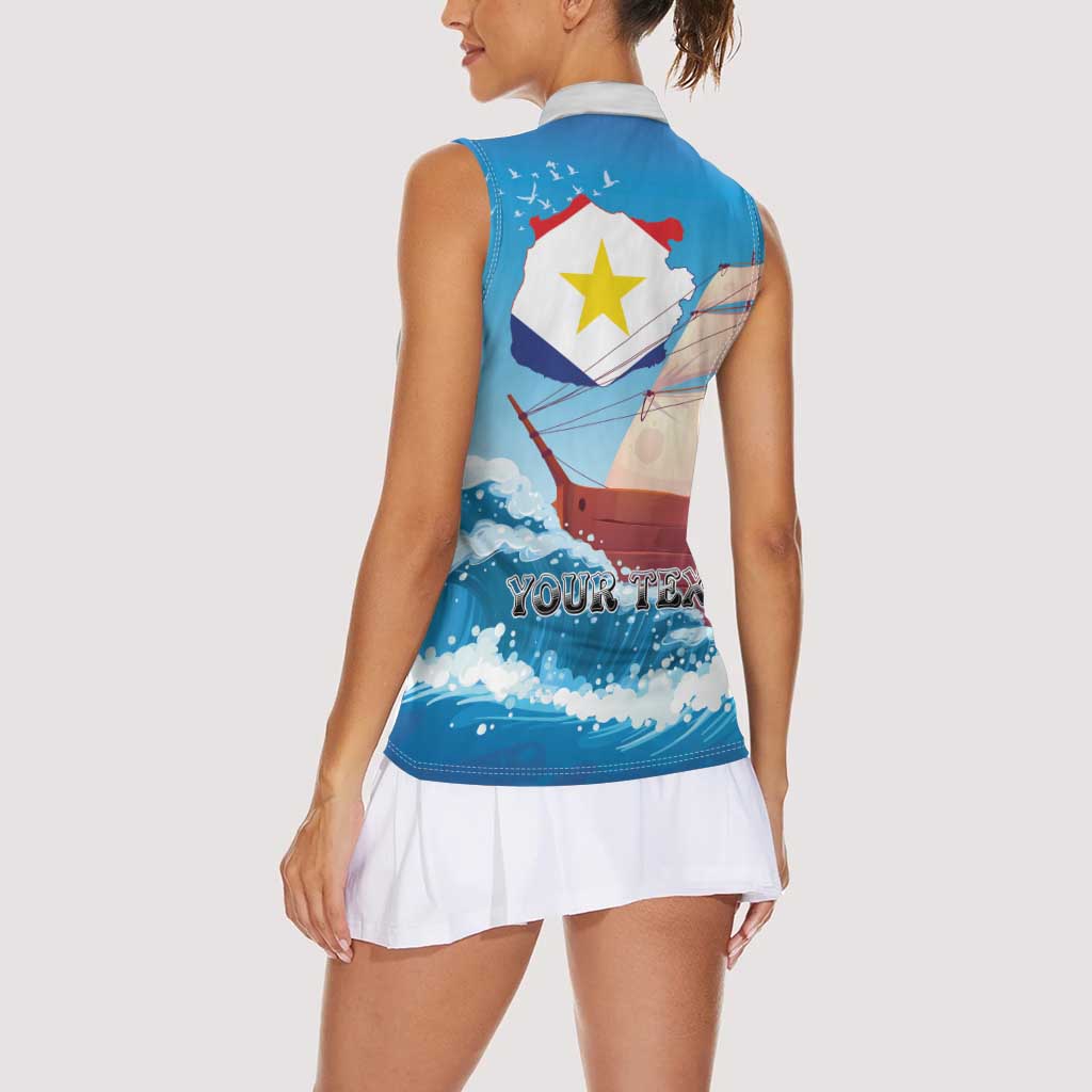 Personalized Saba Women Sleeveless Polo Shirt Sailboat Remis Velisque - Wonder Print Shop