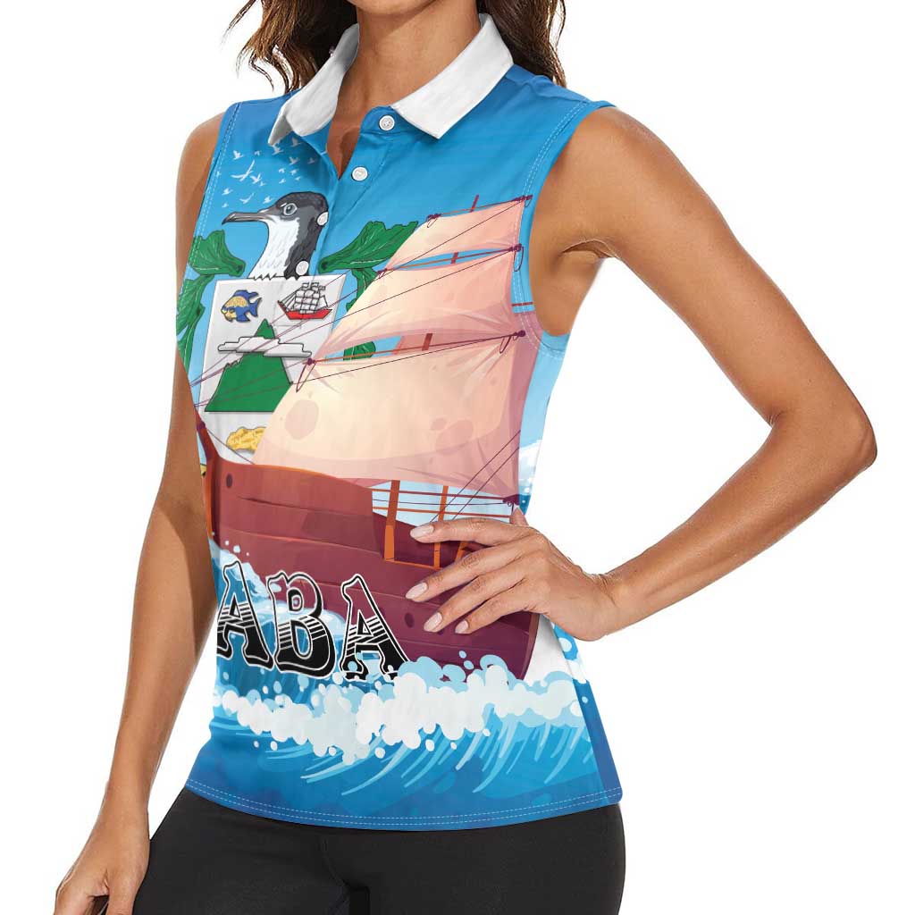 Personalized Saba Women Sleeveless Polo Shirt Sailboat Remis Velisque - Wonder Print Shop